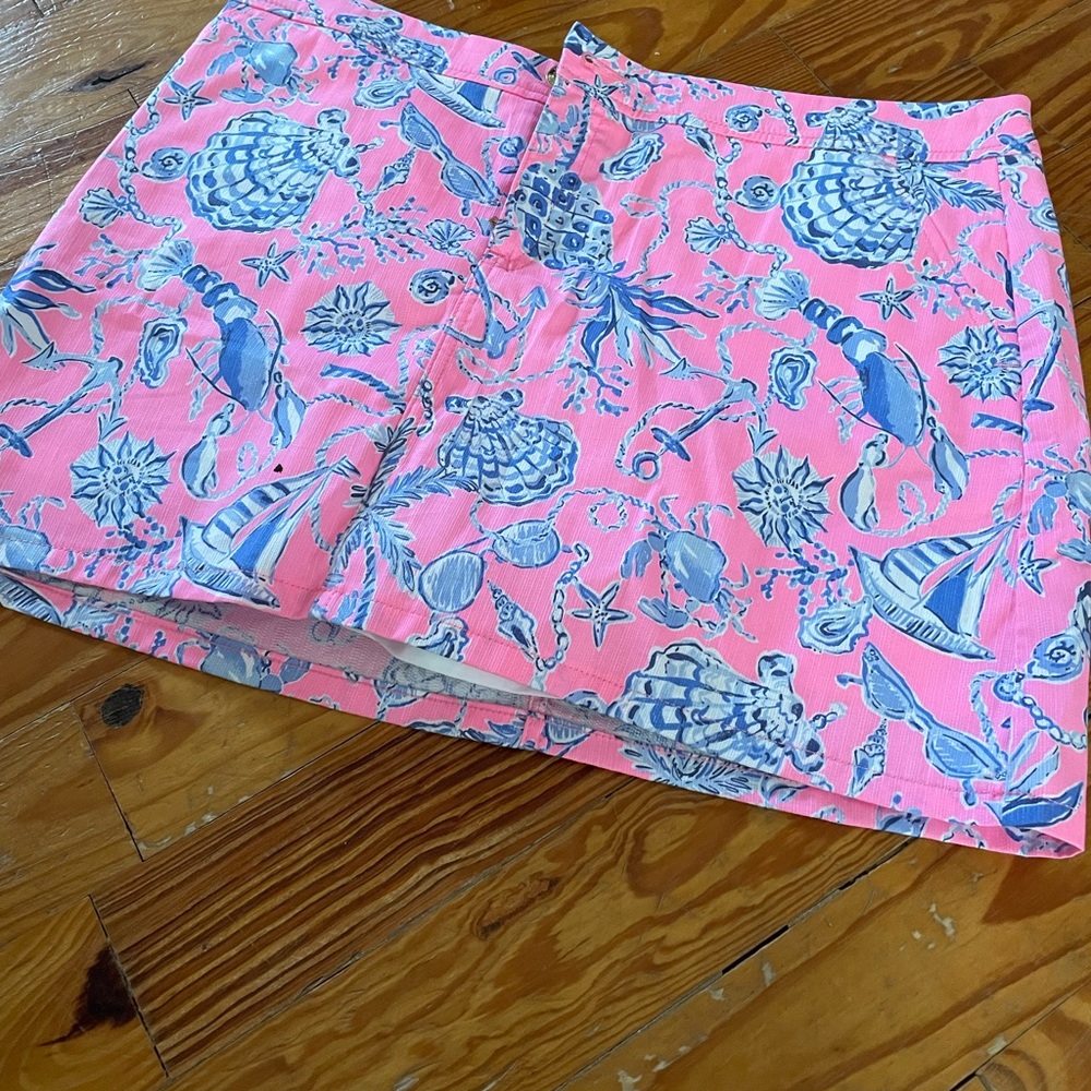Lilly Pulitzer Pink and Blue Mini Pencil Skirt Resort Wear